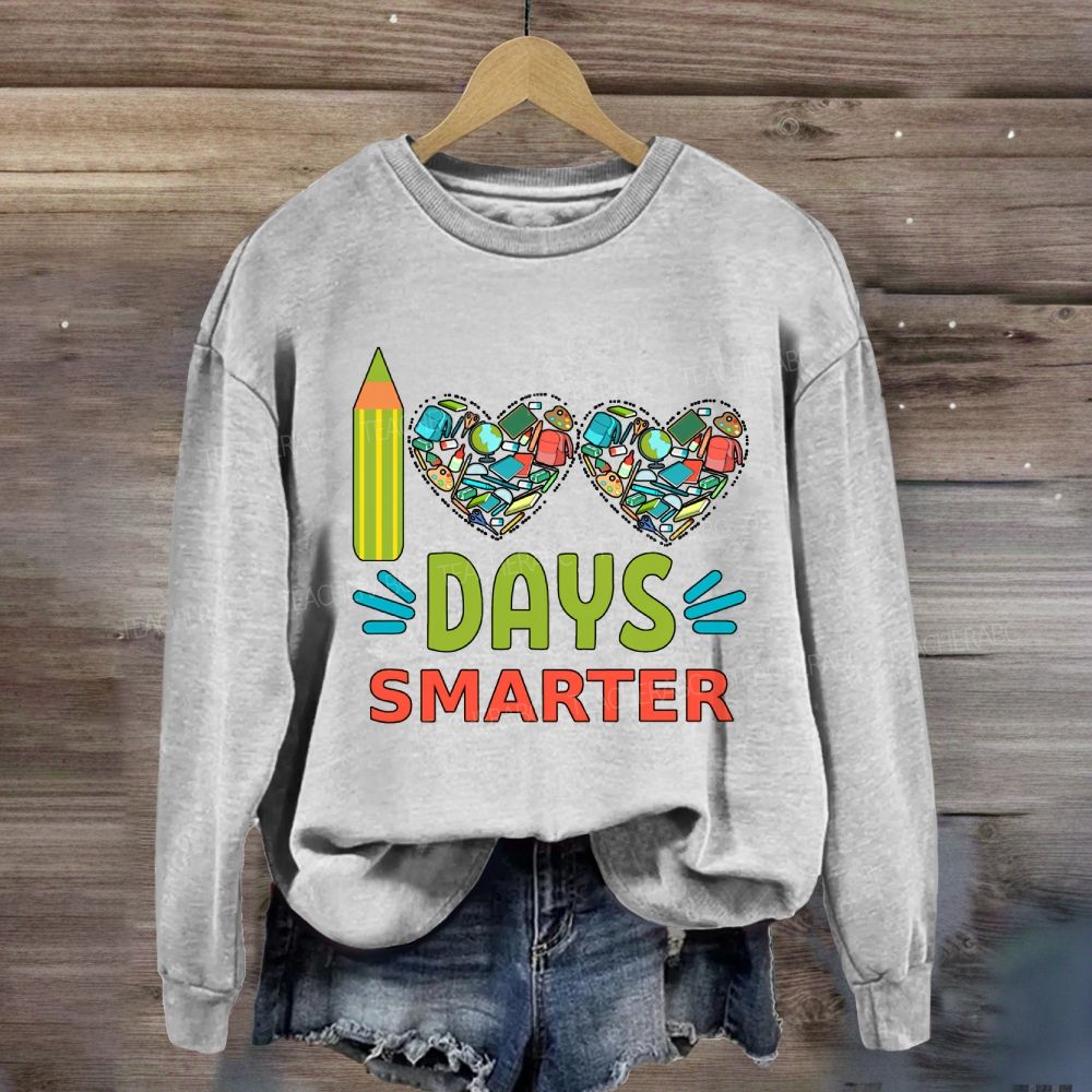100 Days Smarter Heart Print Sweatshirt