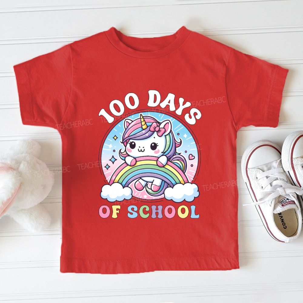 100 Days Of School Rainbow Print Toddler T-shirts