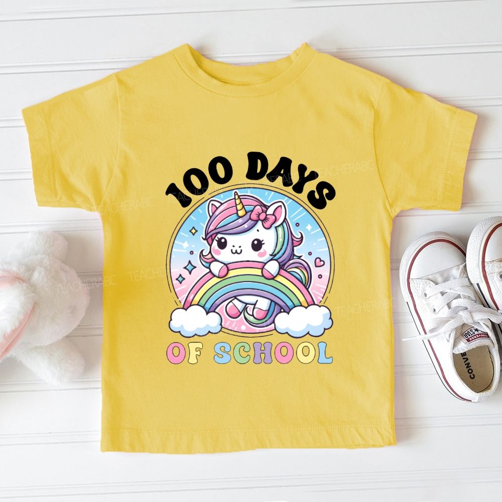 100 Days Of School Rainbow Print Toddler T-shirts