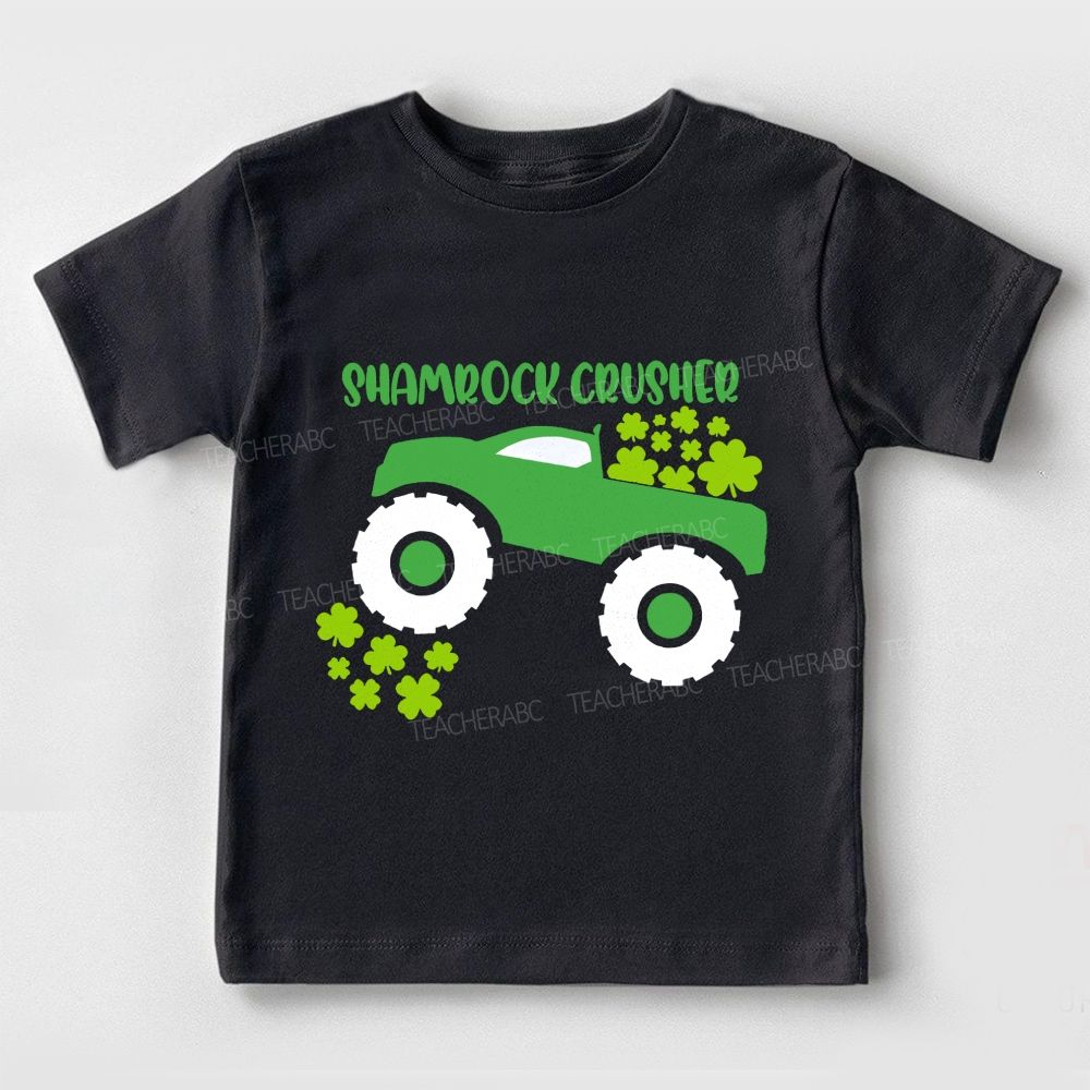 Shamrock Crusher Shamrock Truck St Patrick'S Day Toddler T-shirts