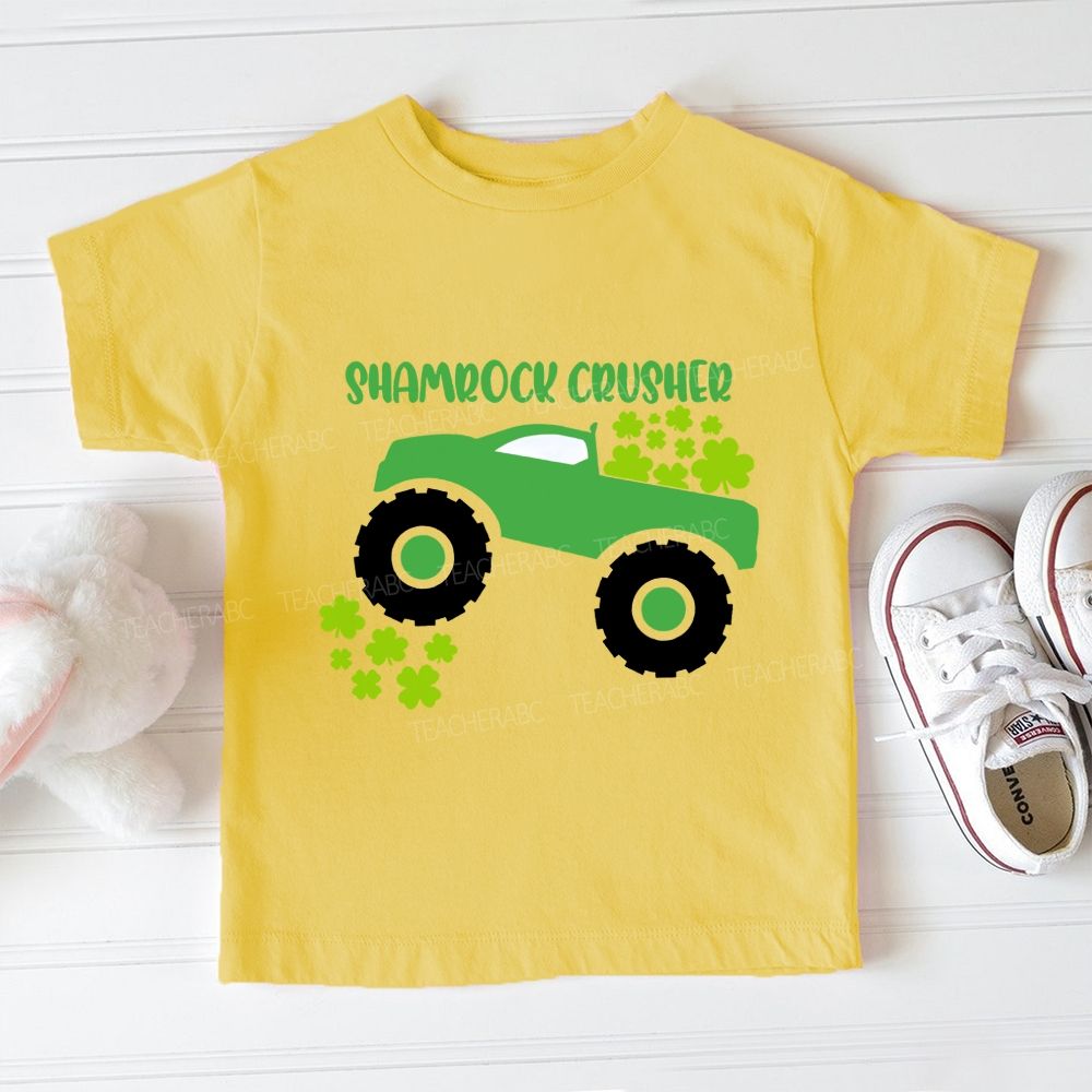 Shamrock Crusher Shamrock Truck St Patrick'S Day Toddler T-shirts
