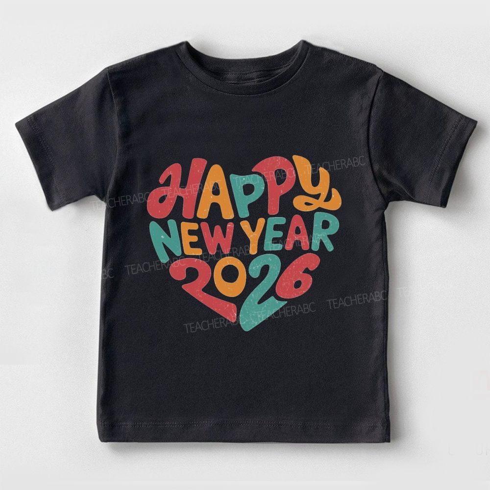 Happy New Year 2026 Merry Christmas Colored Fonts Toddler T-shirts