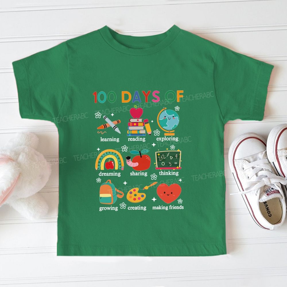 100 Days Of Learning Reading Exploring Dreaming Toddler T-shirts