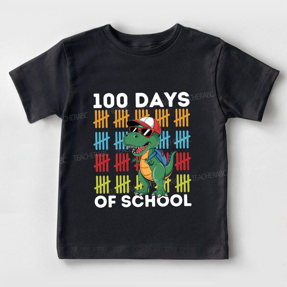 100 Days Of School Colorful Prints And Dinosaurs Toddler T-shirts
