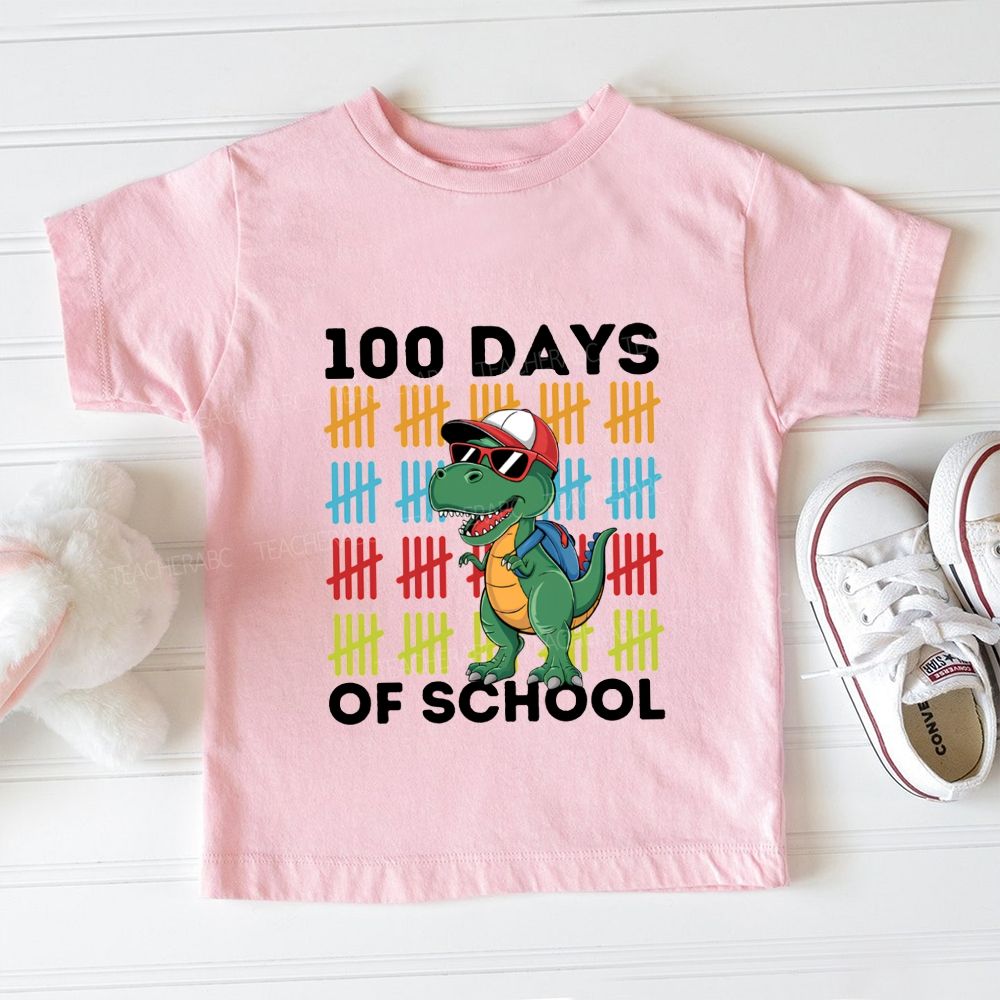 100 Days Of School Colorful Prints And Dinosaurs Toddler T-shirts