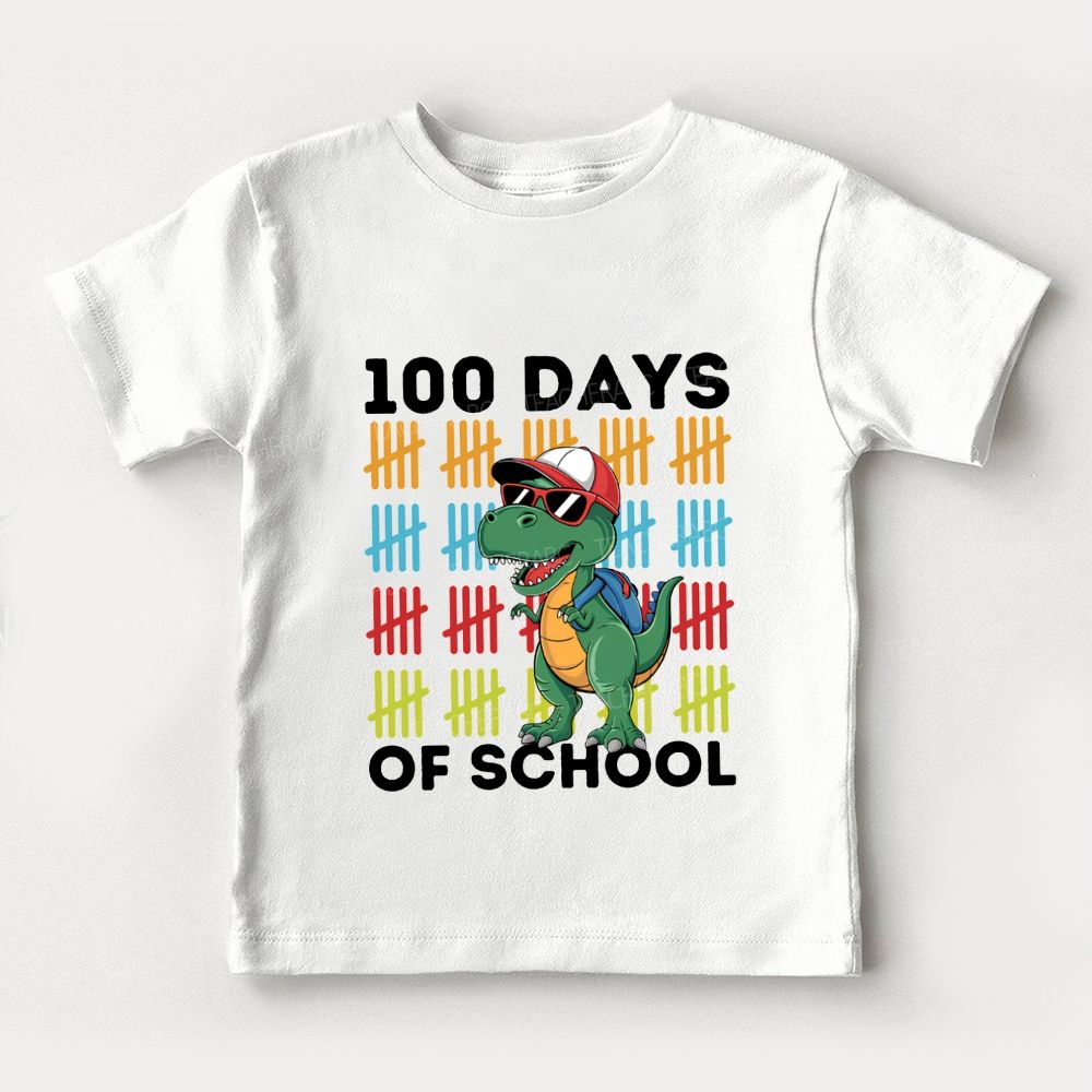 100 Days Of School Colorful Prints And Dinosaurs Toddler T-shirts