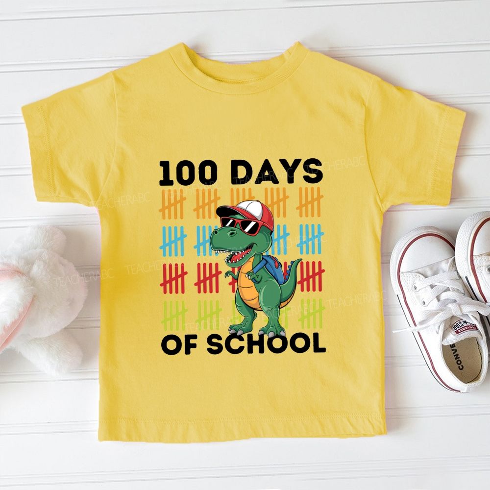 100 Days Of School Colorful Prints And Dinosaurs Toddler T-shirts