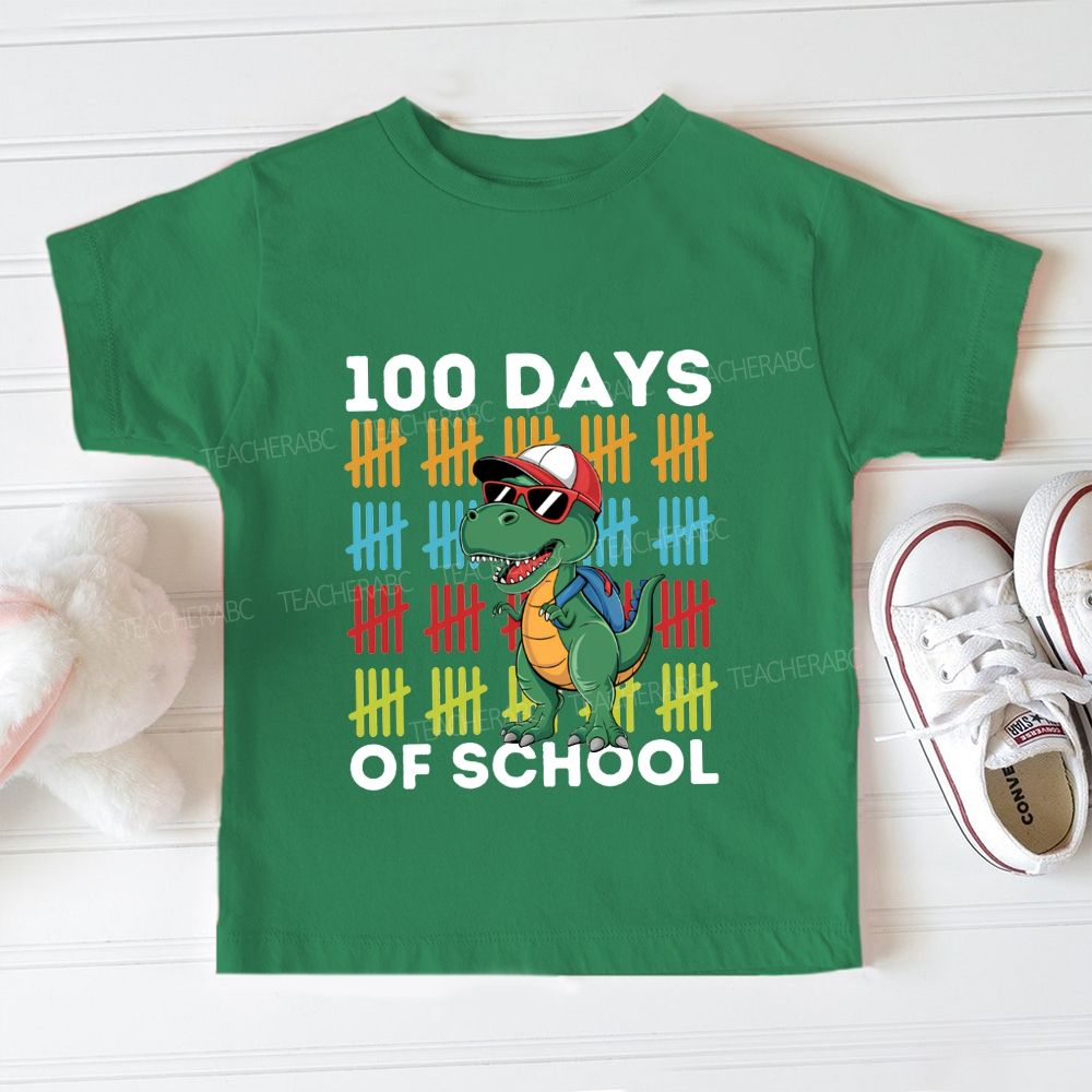100 Days Of School Colorful Prints And Dinosaurs Toddler T-shirts