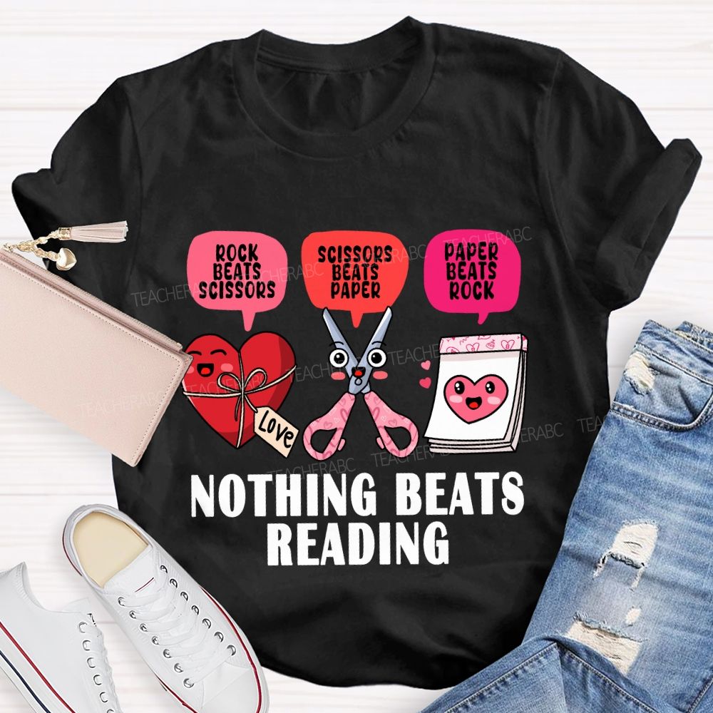 Nothing Beats Reading Pink Heart Valentine'S Day T-Shirt