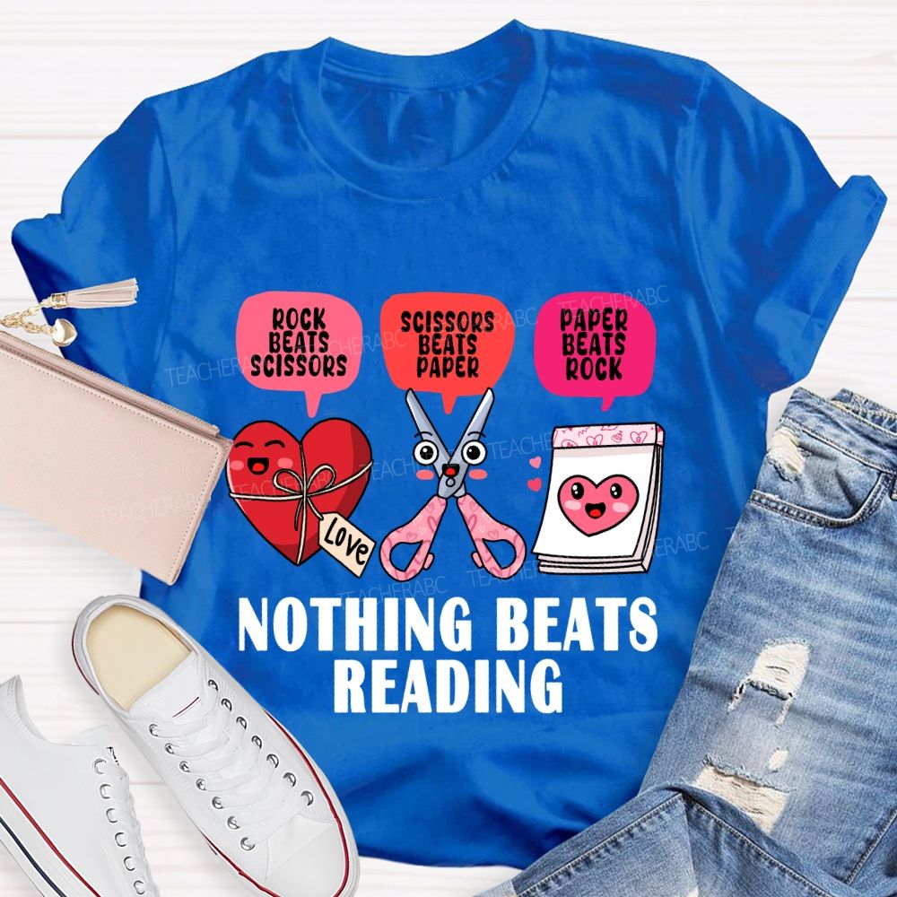 Nothing Beats Reading Pink Heart Valentine'S Day T-Shirt
