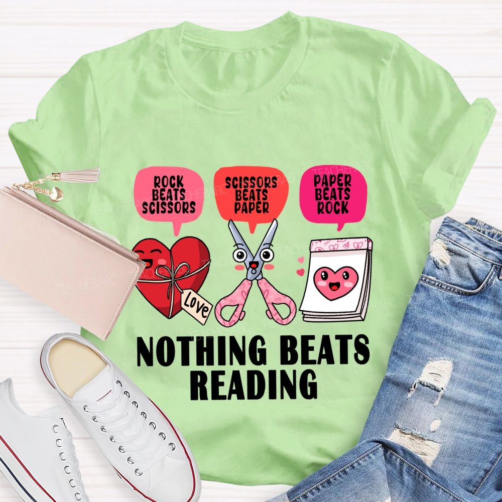 Nothing Beats Reading Pink Heart Valentine'S Day T-Shirt