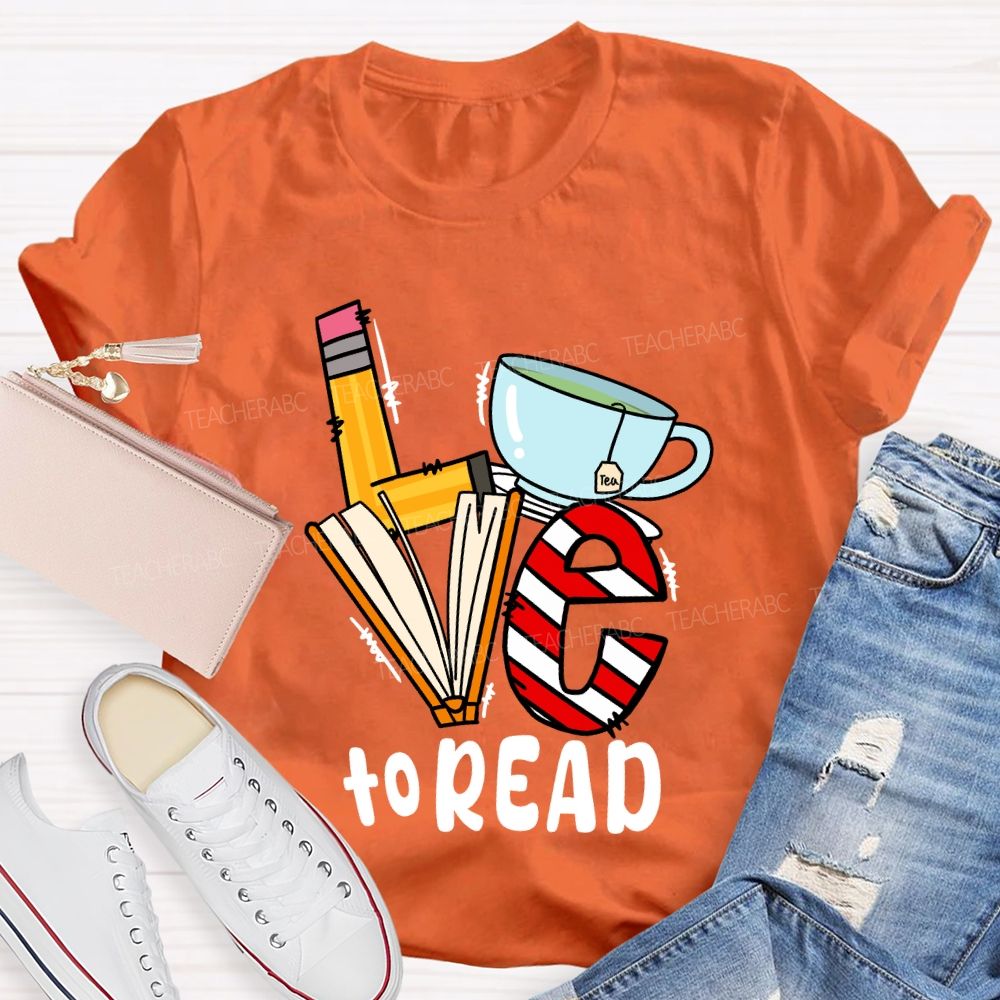 Love To Read Books Red Striped T-Shirt