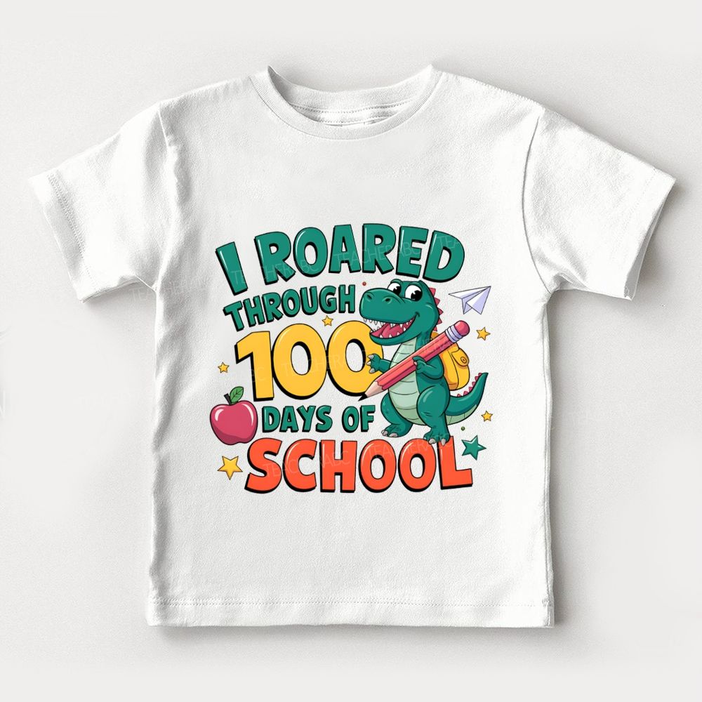 I Roared Through 100 Days Of School Dinosaurs And Pencils Toddler T-shirts
