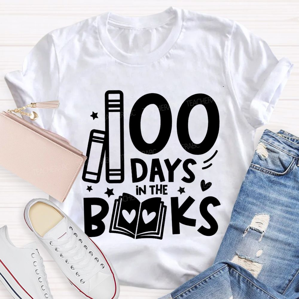 100 Days In The Books Peach Heart Books T-shirt