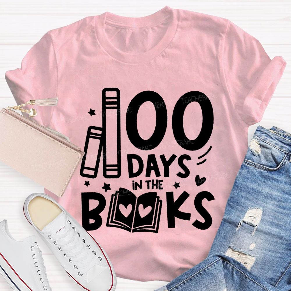 100 Days In The Books Peach Heart Books T-shirt
