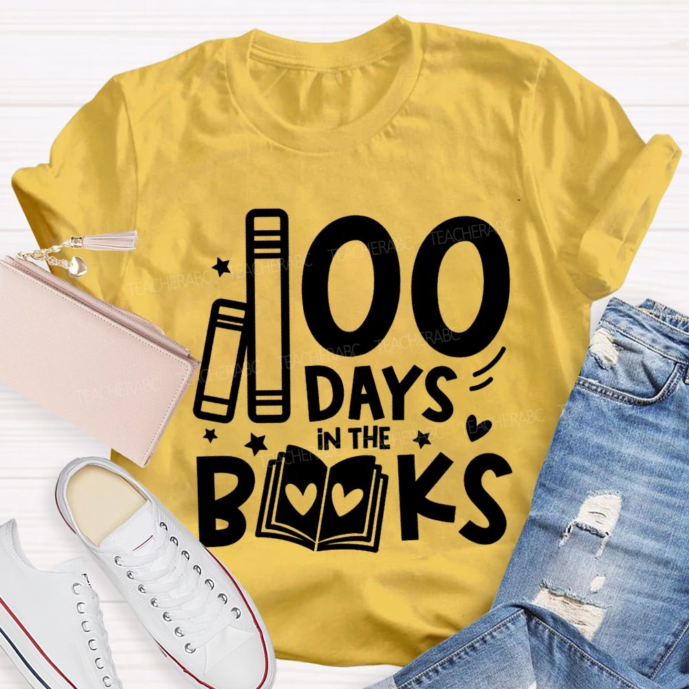 100 Days In The Books Peach Heart Books T-shirt