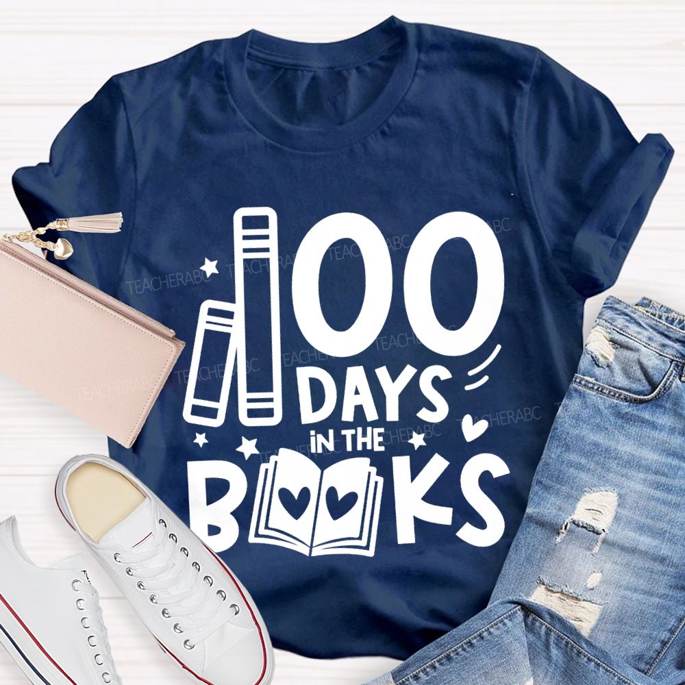 100 Days In The Books Peach Heart Books T-shirt