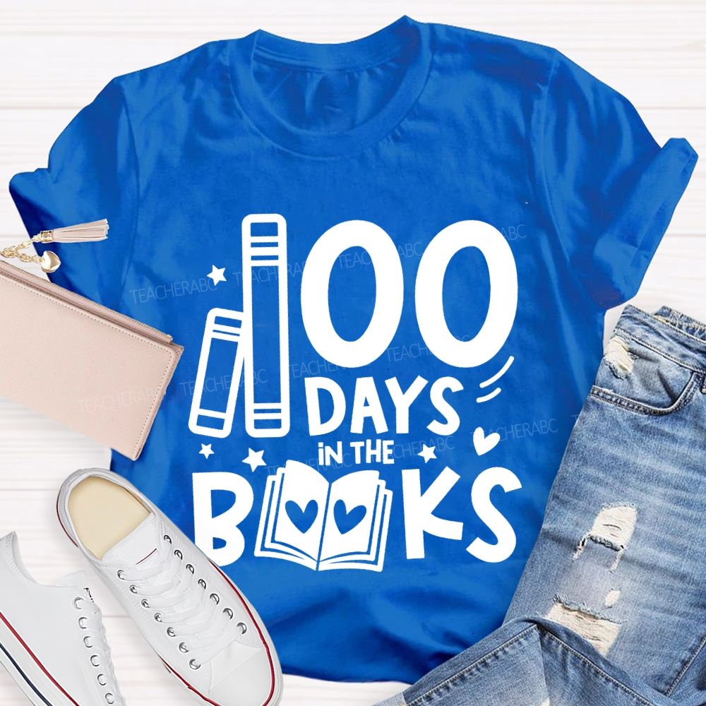 100 Days In The Books Peach Heart Books T-shirt