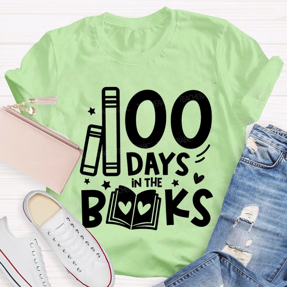 100 Days In The Books Peach Heart Books T-shirt
