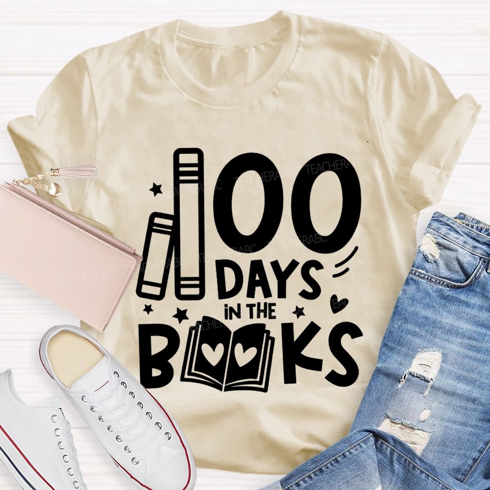 100 Days In The Books Peach Heart Books T-shirt