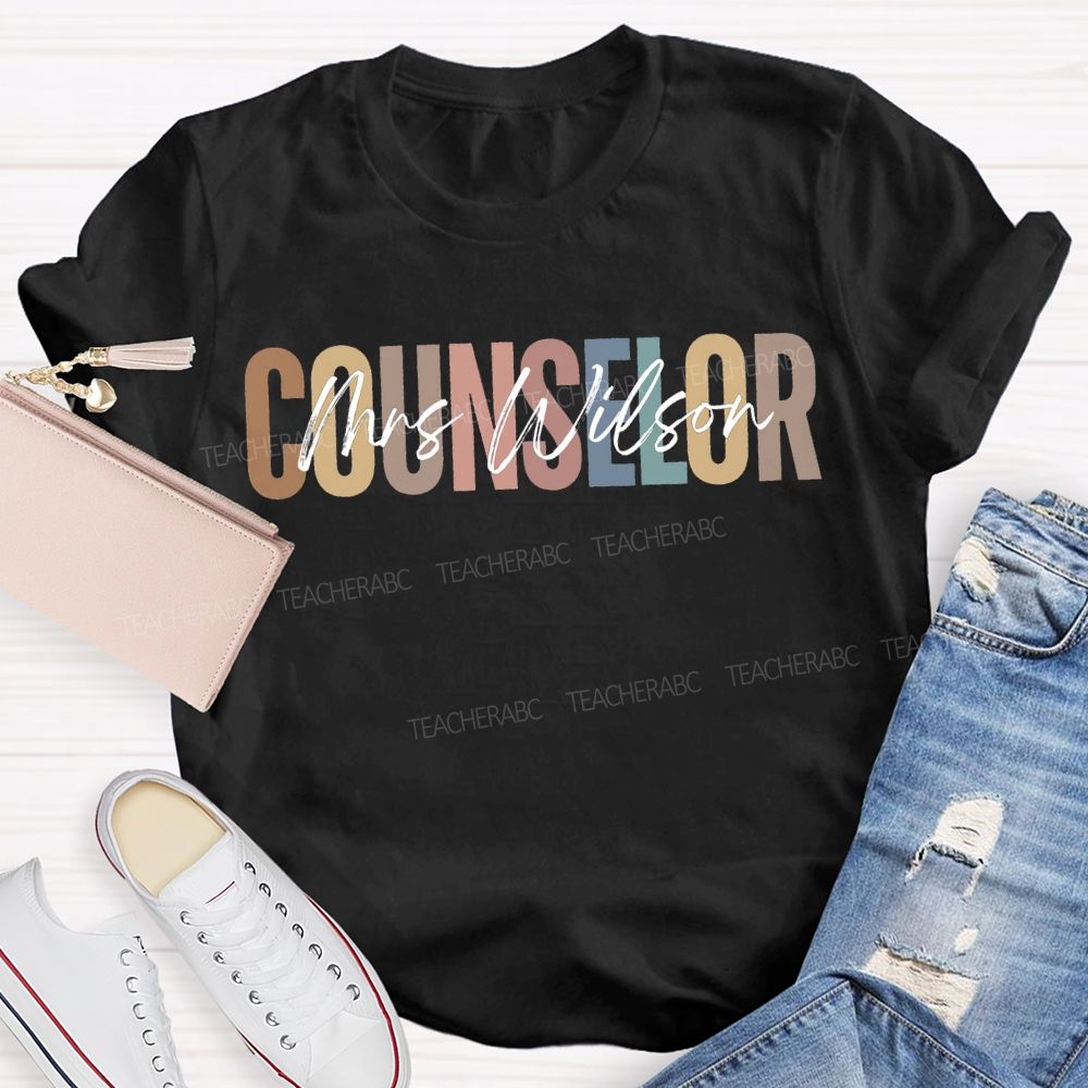 Personalized Name Counselor Colored Fonts T-shirt