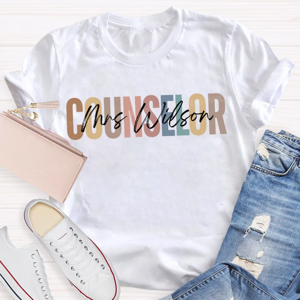 Personalized Name Counselor Colored Fonts T-shirt
