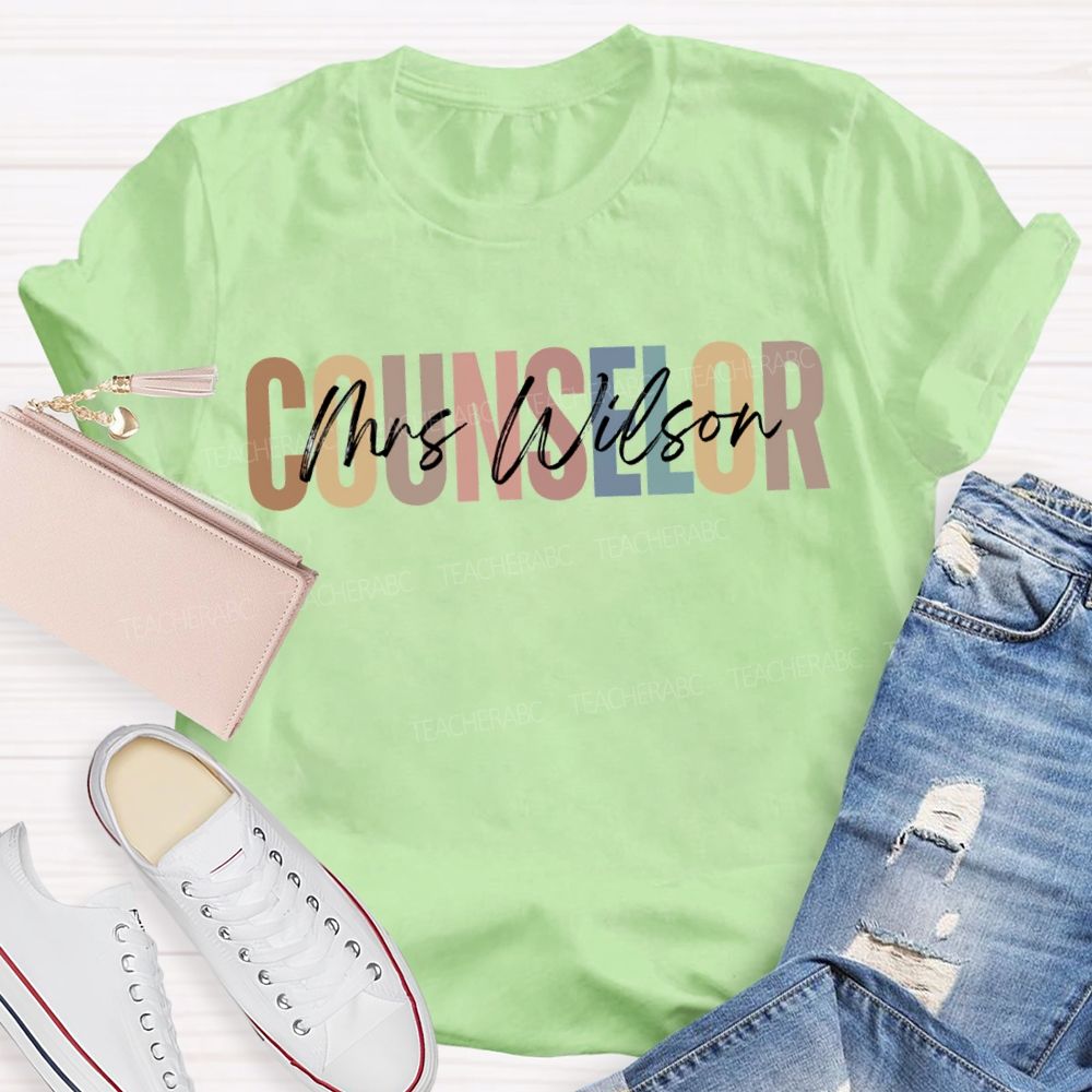 Personalized Name Counselor Colored Fonts T-shirt