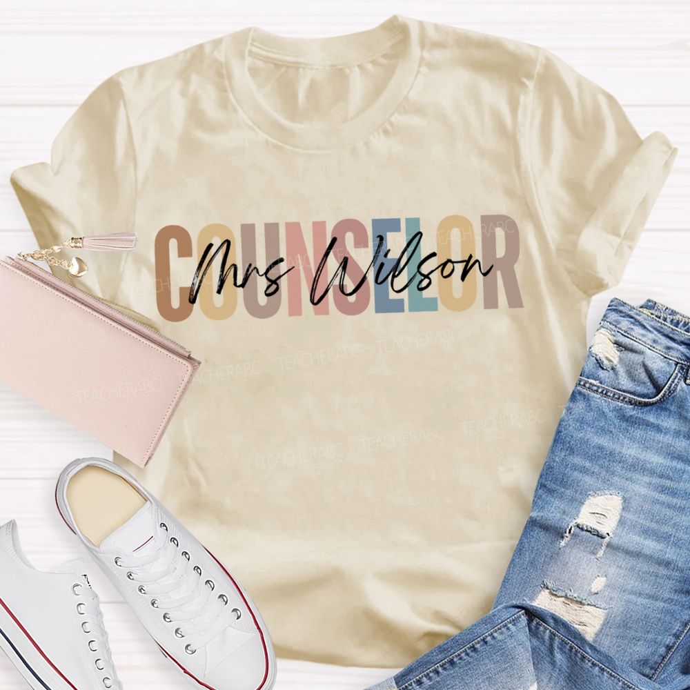 Personalized Name Counselor Colored Fonts T-shirt