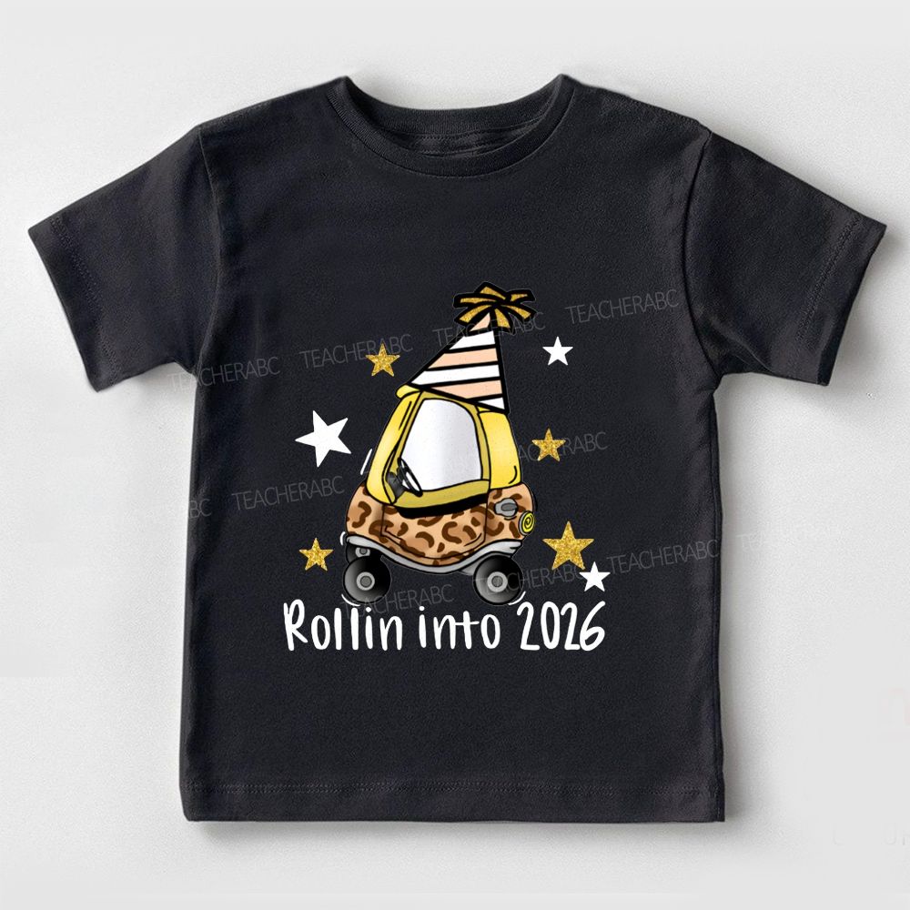 Rollin Into 2026 Christmas Cars And Stars Toddler T-shirts