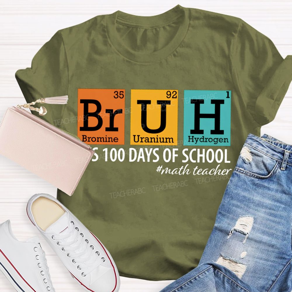 Bruh It'S 100 Days Of School Math Teacher T-shirt