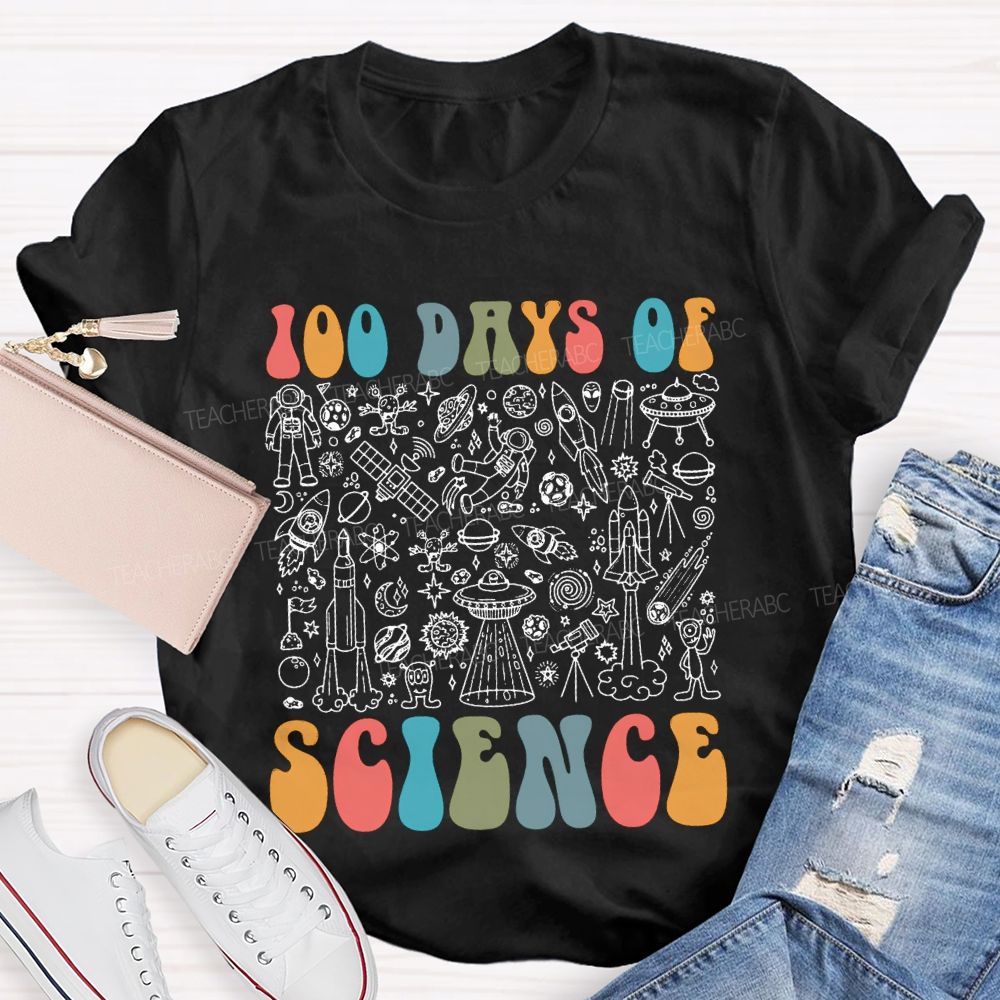 100 Days Of Science Simple Line Drawings Of Scientific Elements T-shirt