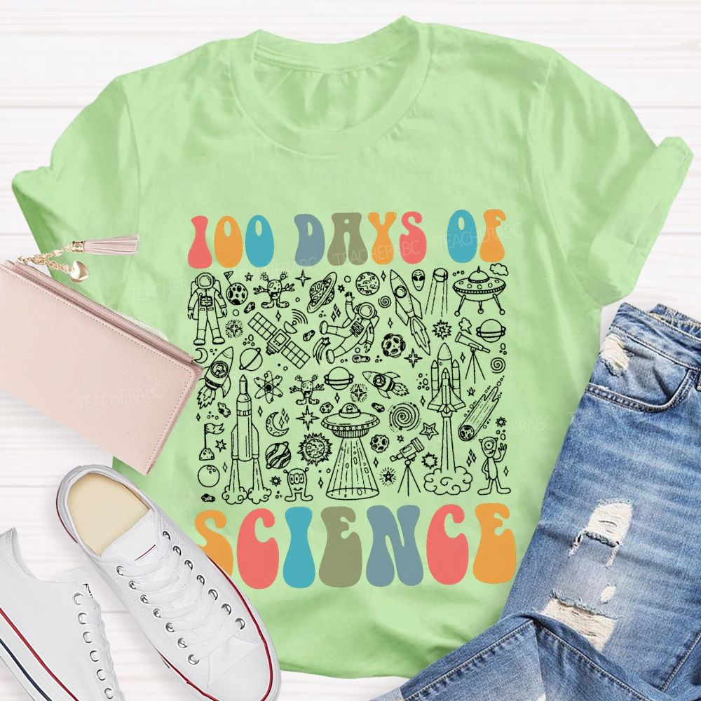 100 Days Of Science Simple Line Drawings Of Scientific Elements T-shirt