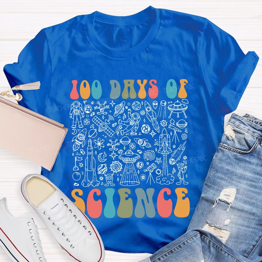 100 Days Of Science Simple Line Drawings Of Scientific Elements T-shirt