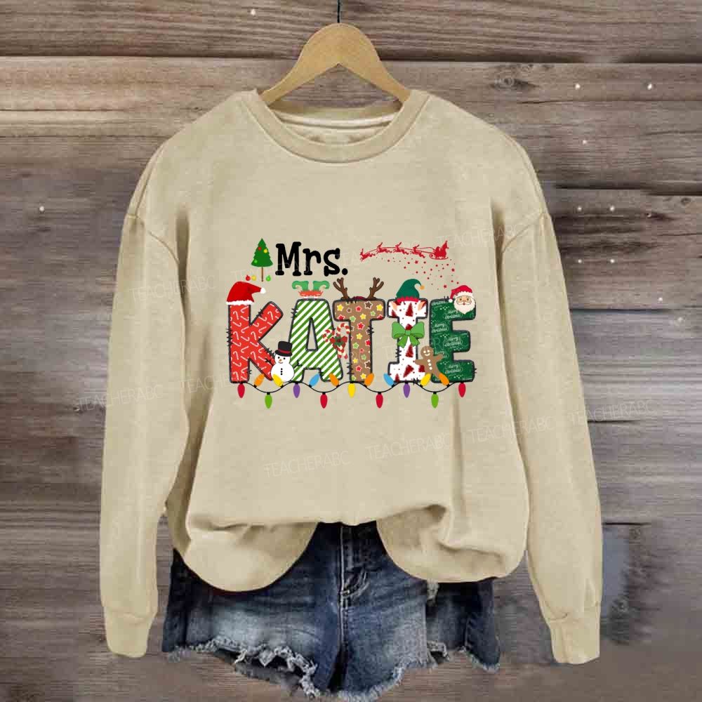 Personalized Name Christmas Lights And Christmas Vibes Fonts Sweatshirt
