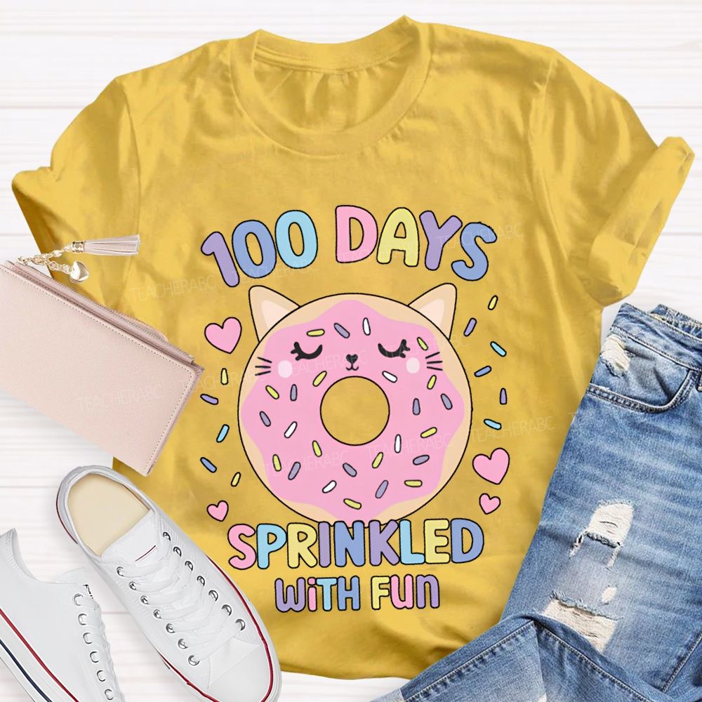 100 Days Sprinkled With Fun Pink Donuts T-Shirt