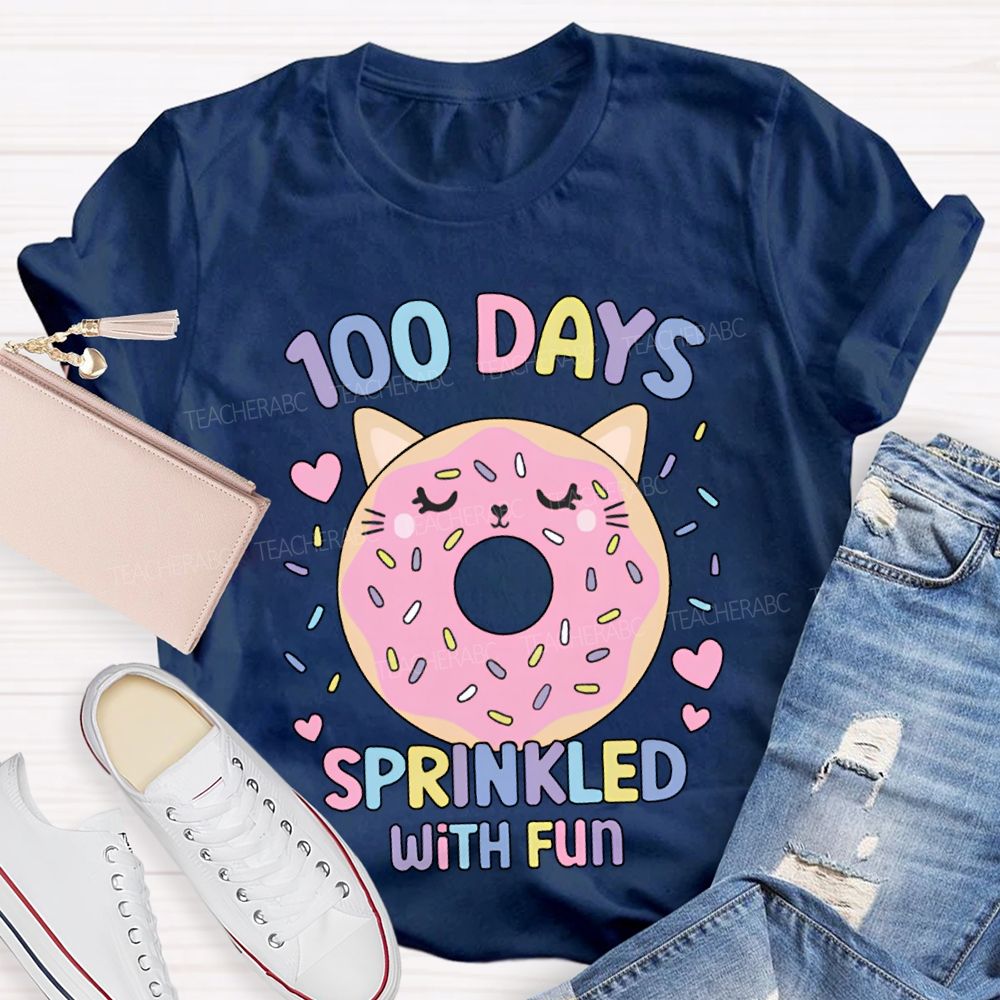 100 Days Sprinkled With Fun Pink Donuts T-Shirt