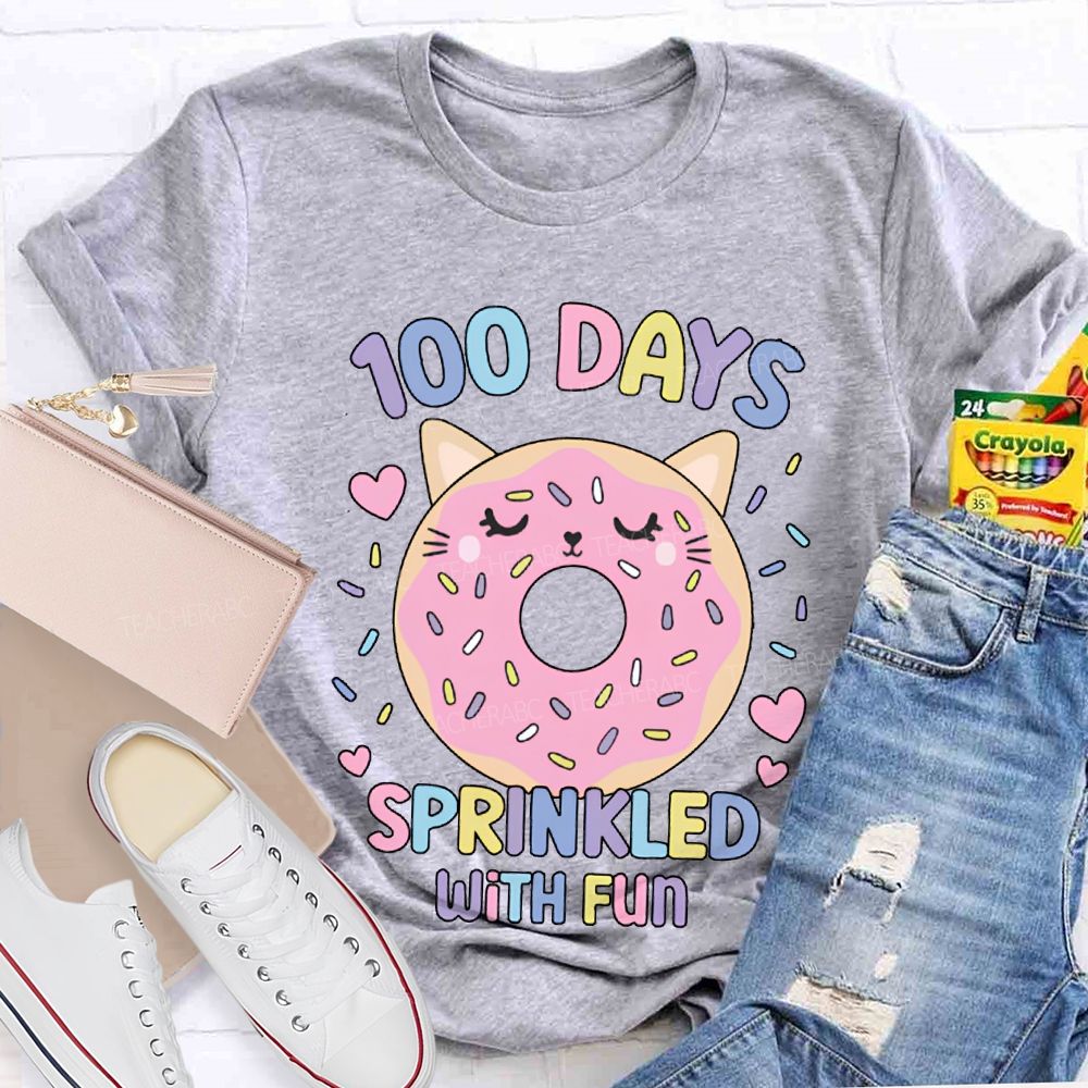 100 Days Sprinkled With Fun Pink Donuts T-Shirt