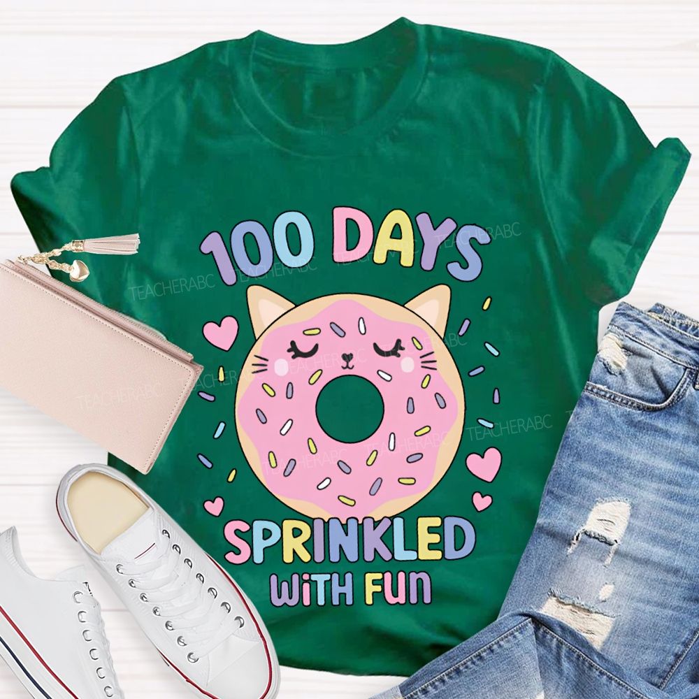 100 Days Sprinkled With Fun Pink Donuts T-Shirt