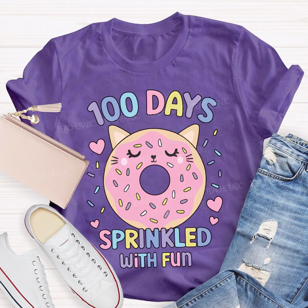 100 Days Sprinkled With Fun Pink Donuts T-Shirt