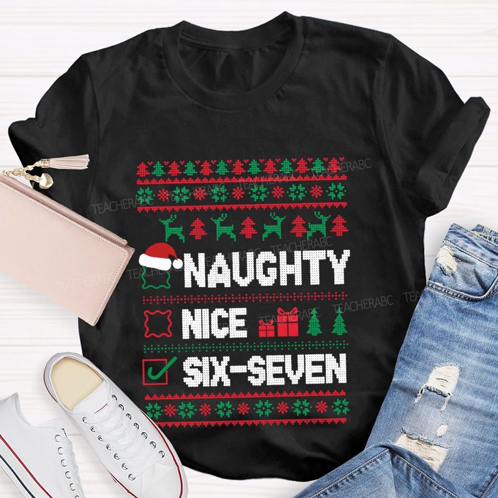 Naughty Nice Six Seven Christmas T-Shirt