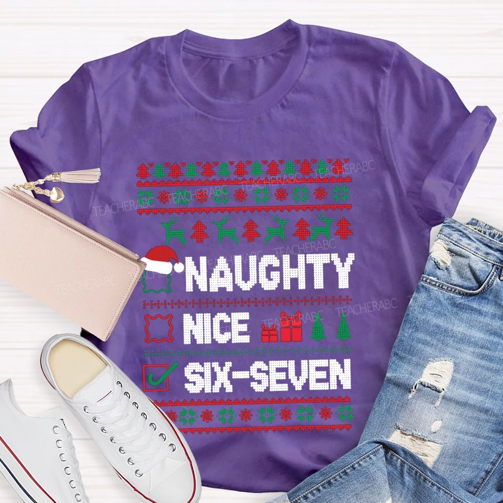 Naughty Nice Six Seven Christmas T-Shirt