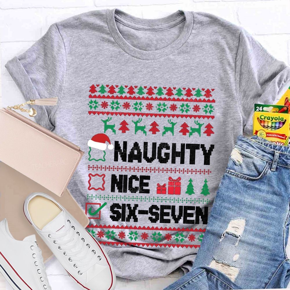 Naughty Nice Six Seven Christmas T-Shirt