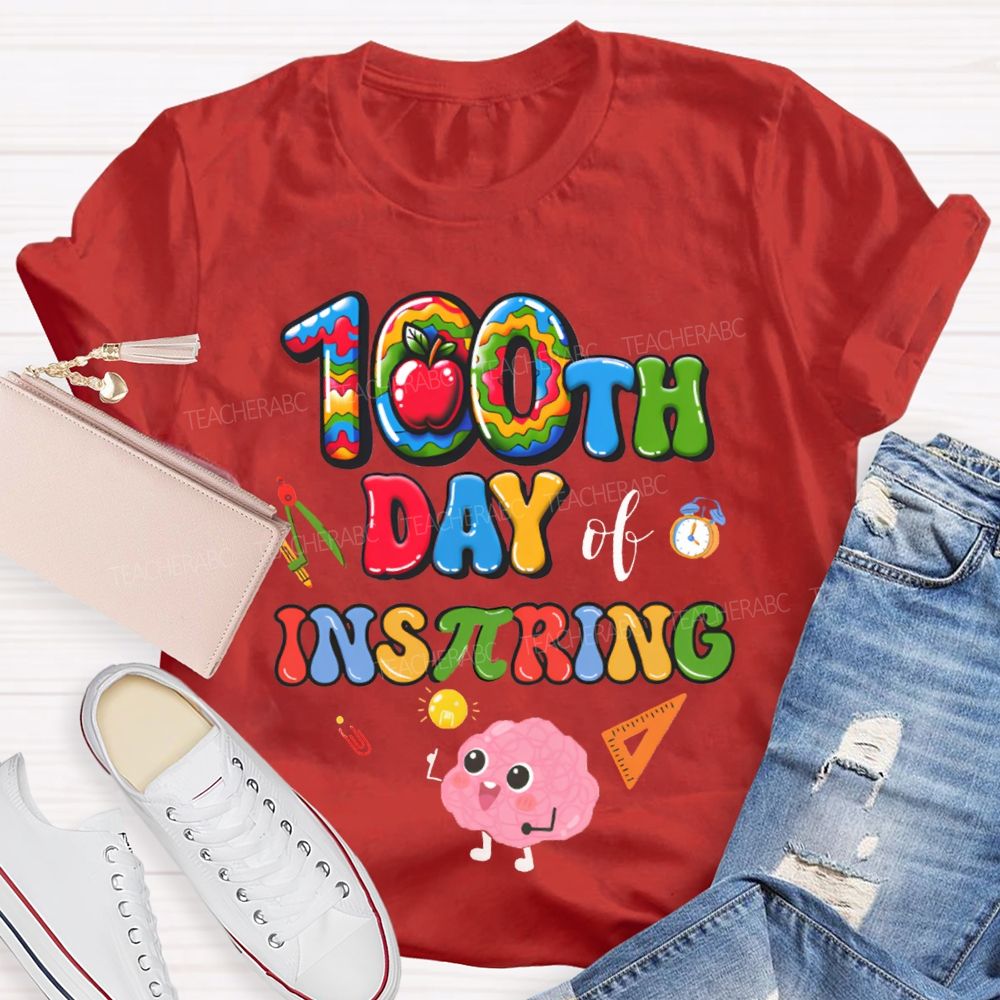100th Day Inspiring Apple Math Teacher T-shirt