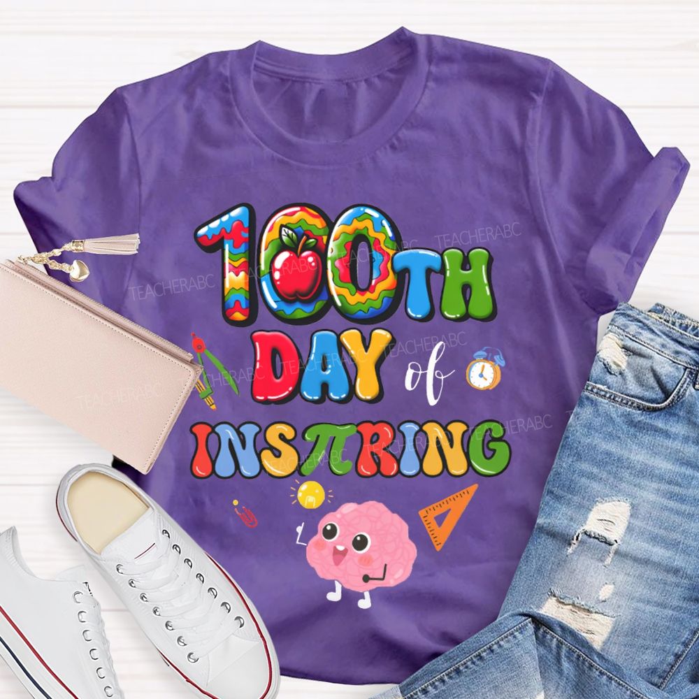 100th Day Inspiring Apple Math Teacher T-shirt