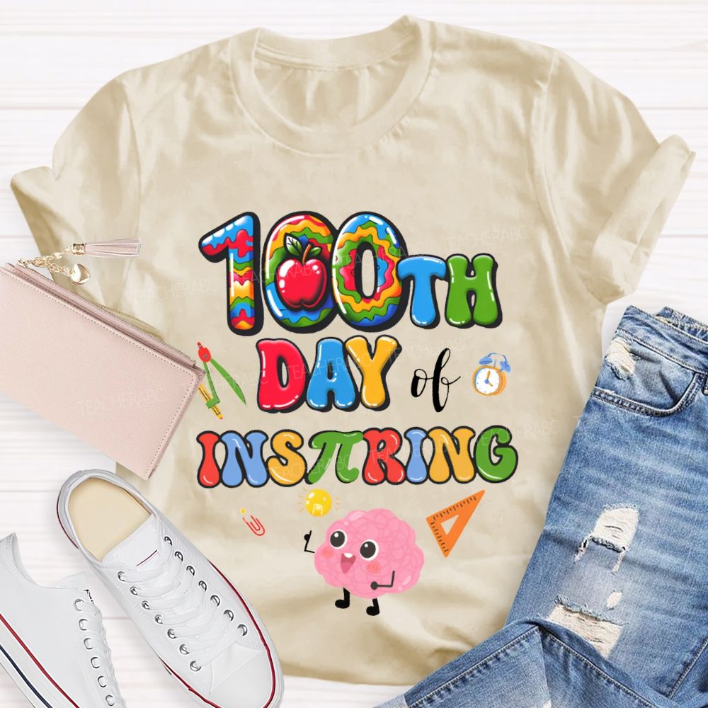 100th Day Inspiring Apple Math Teacher T-shirt