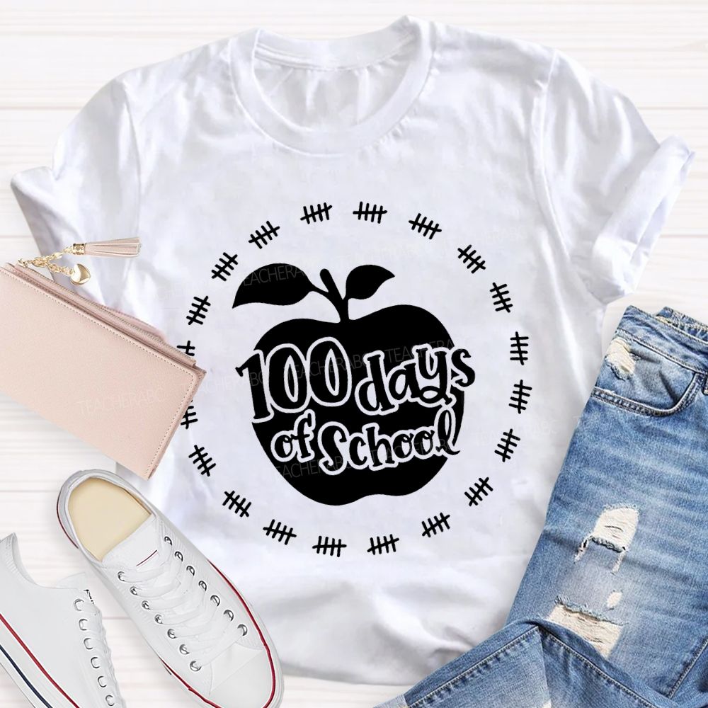 100 Days Of School Apple Print T-shirt
