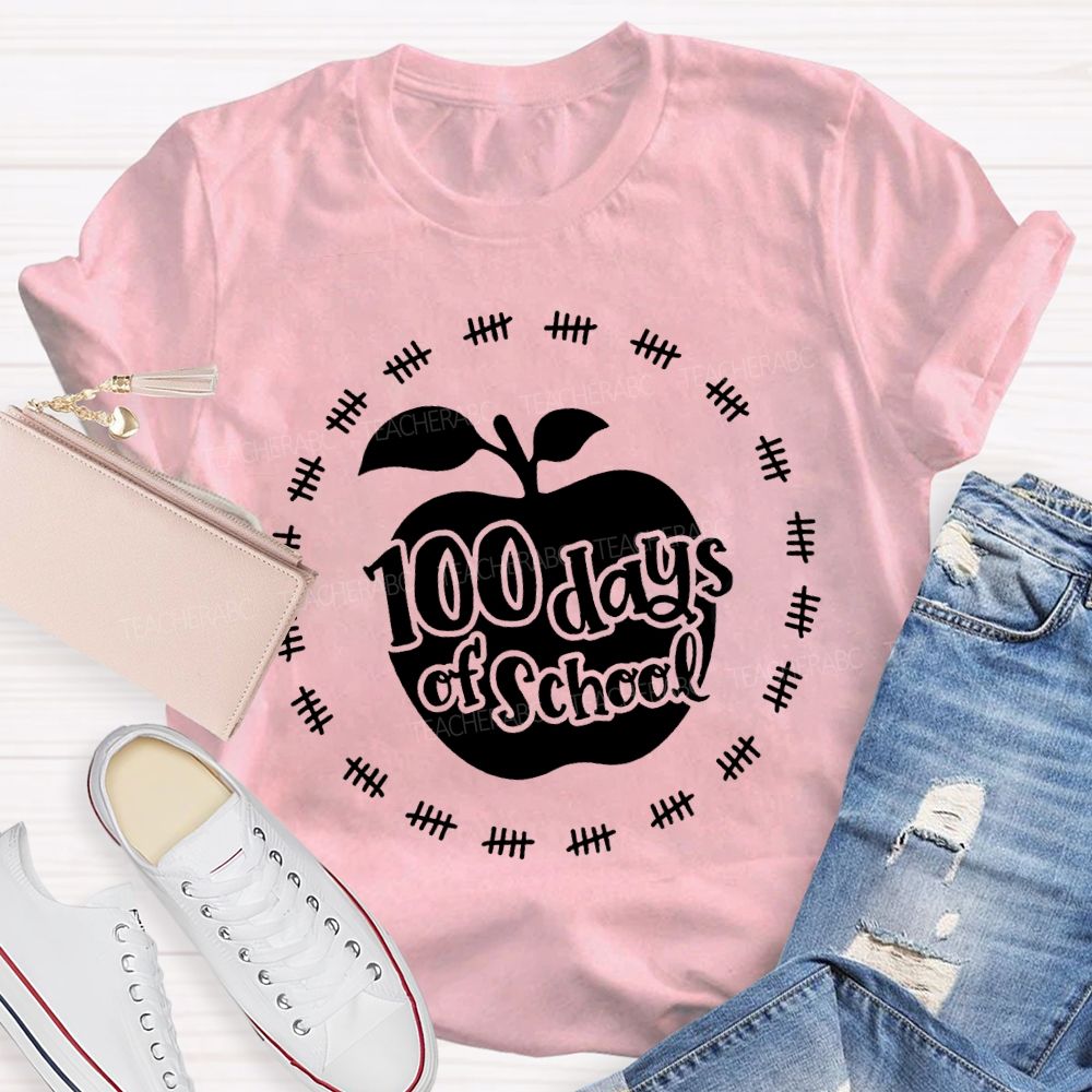 100 Days Of School Apple Print T-shirt