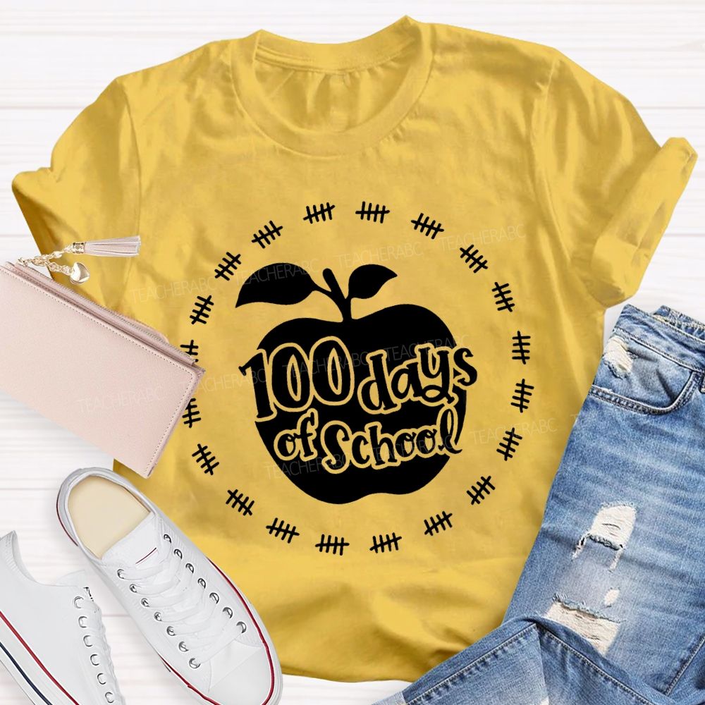 100 Days Of School Apple Print T-shirt