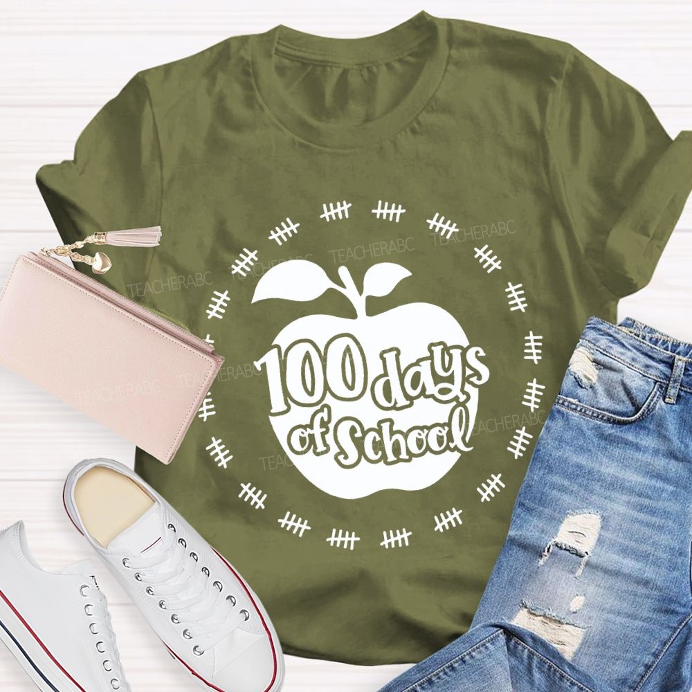 100 Days Of School Apple Print T-shirt