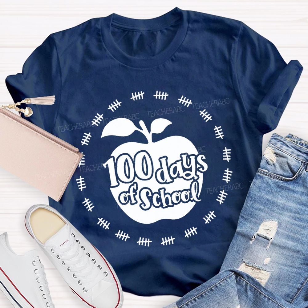 100 Days Of School Apple Print T-shirt